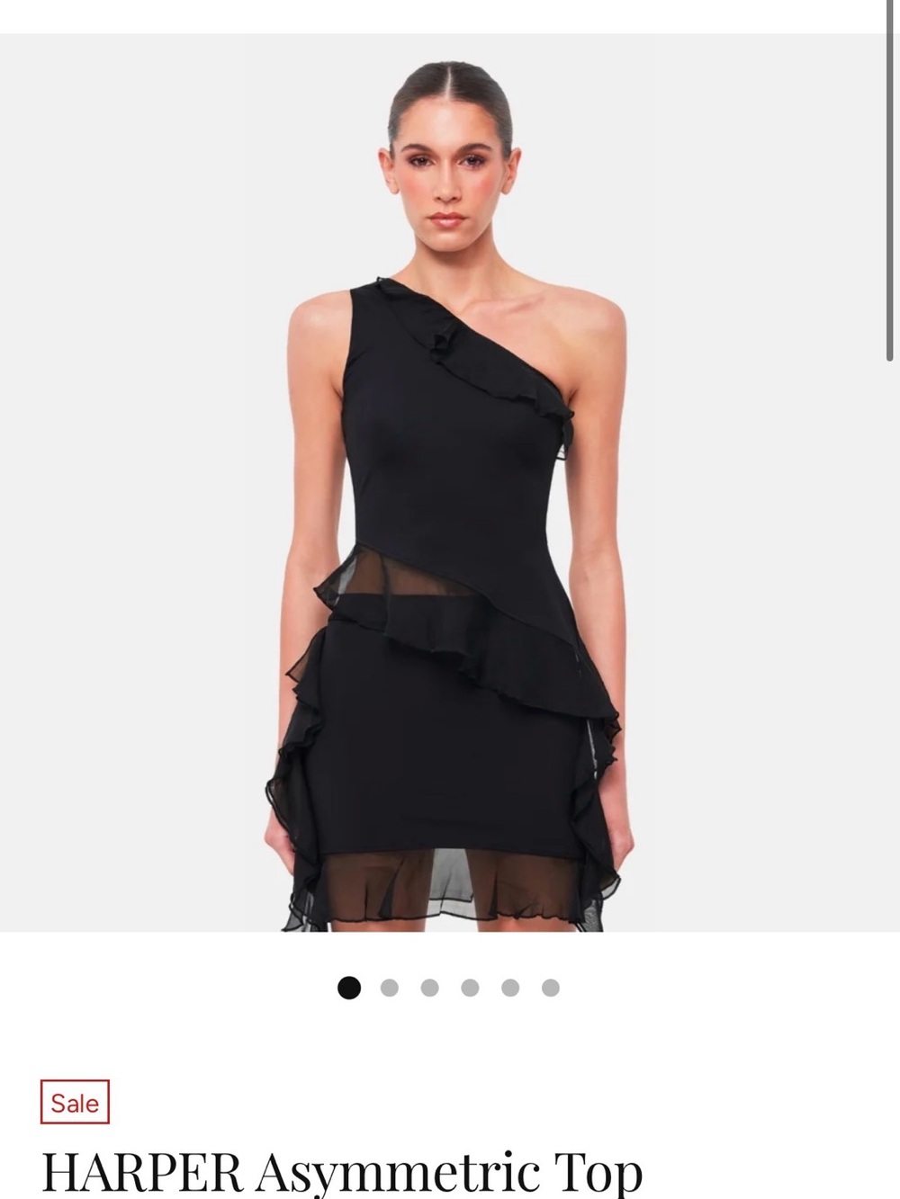 HARPER Asymmetric One-Shoulder Black Ruffle Tank